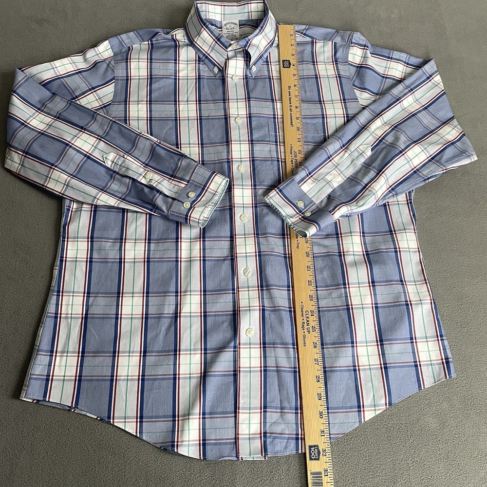 Brooks Brothers Men's 1818 Regent Supima Cotton Oxford Shirt Size XL Blue Plaid - Picture 8 of 8